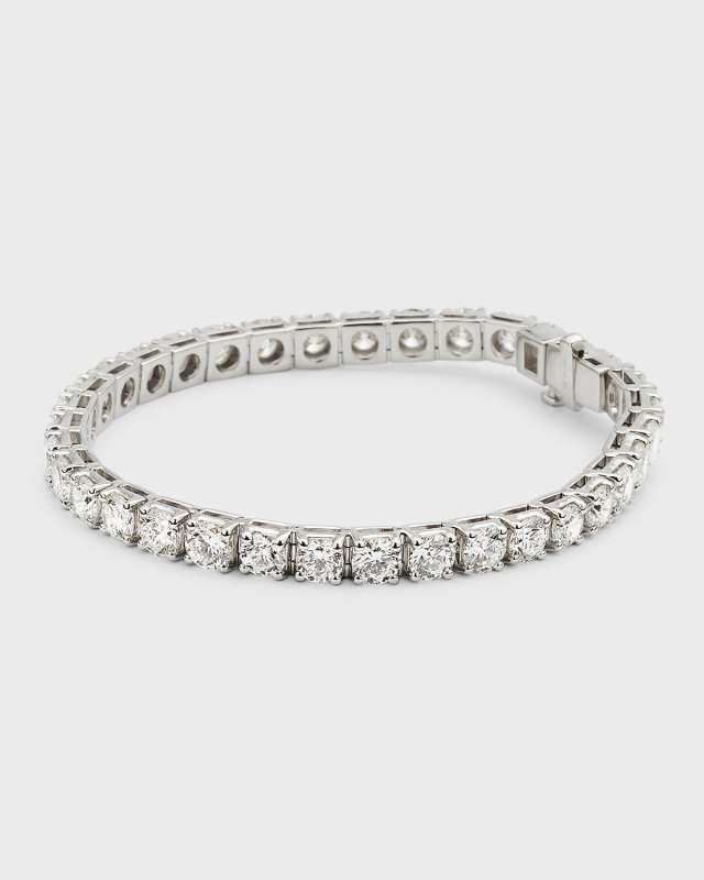Lab Grown Diamond 18K White Gold Round Tennis Bracelet, 7"L